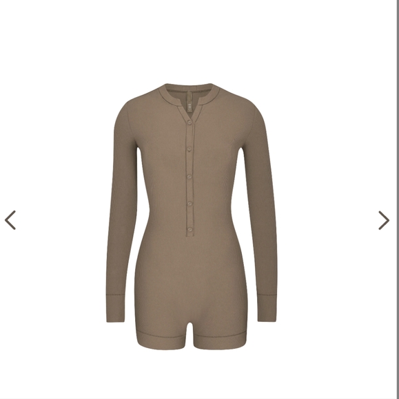 Soft Lounge Button Up Henley Onesie in Oxide - Picture 2 of 3